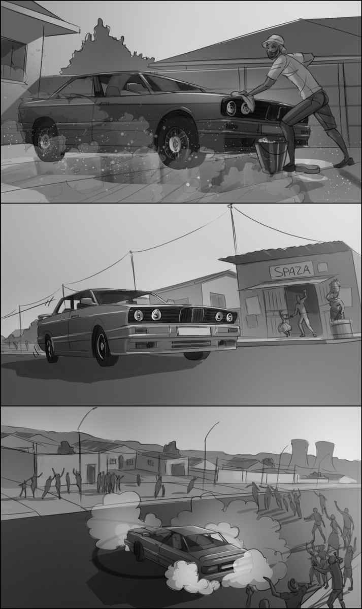 Greyscale Storyboard with mid-finish Greyscale Storyboard with mid-finish