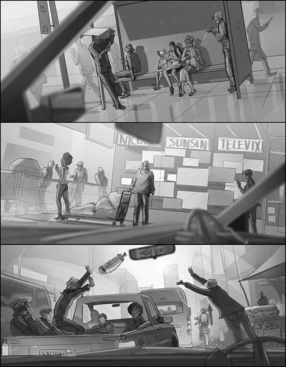 Greyscale Storyboard with mid-finish Greyscale Storyboard with mid-finish